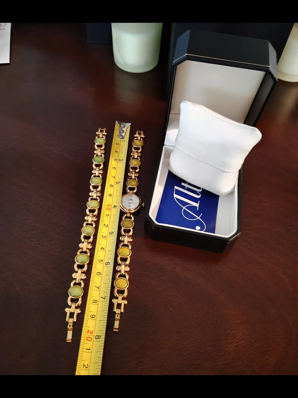 ALTO Gold-Tone Women’s Bracelet Watch with Yellow-Green Stones